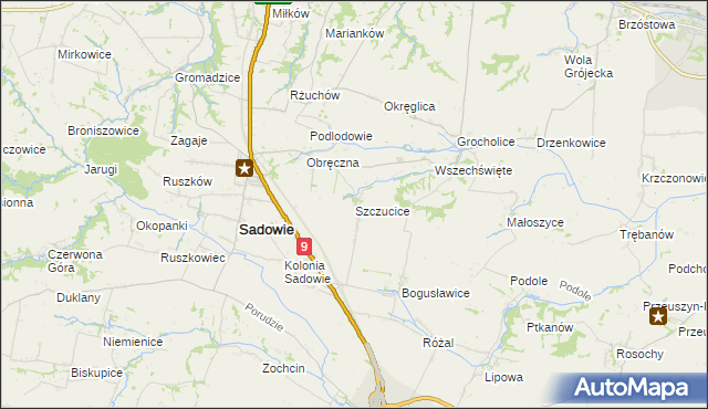 mapa Szczucice, Szczucice na mapie Targeo