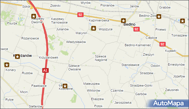 mapa Szewce Nagórne, Szewce Nagórne na mapie Targeo