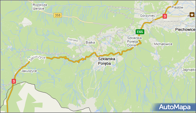 mapa Szklarska Poręba, Szklarska Poręba na mapie Targeo