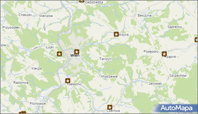 mapa Tarczyn gmina Wleń, Tarczyn gmina Wleń na mapie Targeo