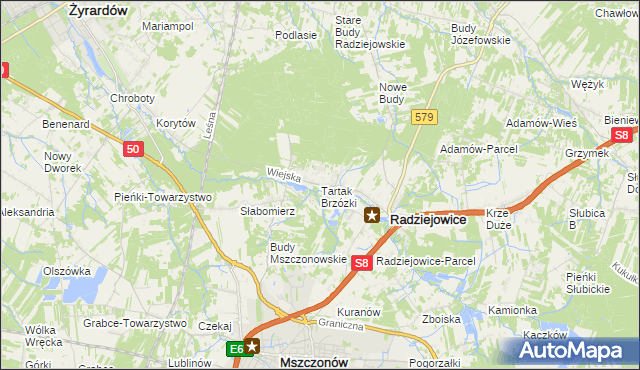 mapa Tartak Brzózki, Tartak Brzózki na mapie Targeo