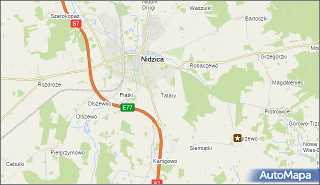 mapa Tatary gmina Nidzica, Tatary gmina Nidzica na mapie Targeo