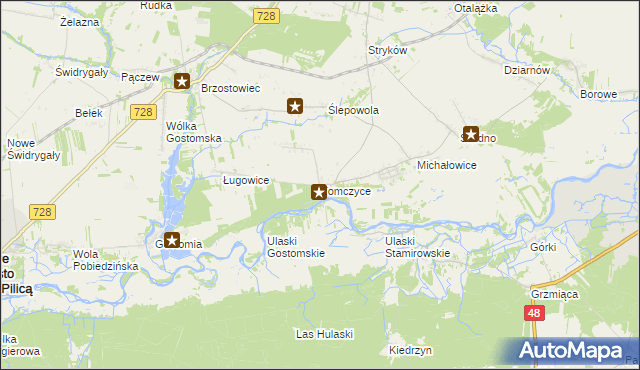 mapa Tomczyce gmina Mogielnica, Tomczyce gmina Mogielnica na mapie Targeo