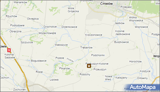 mapa Trębanów, Trębanów na mapie Targeo