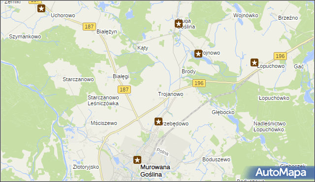 mapa Trojanowo gmina Murowana Goślina, Trojanowo gmina Murowana Goślina na mapie Targeo