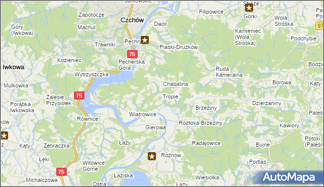 mapa Tropie gmina Gródek nad Dunajcem, Tropie gmina Gródek nad Dunajcem na mapie Targeo