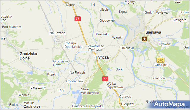 mapa Tryńcza, Tryńcza na mapie Targeo