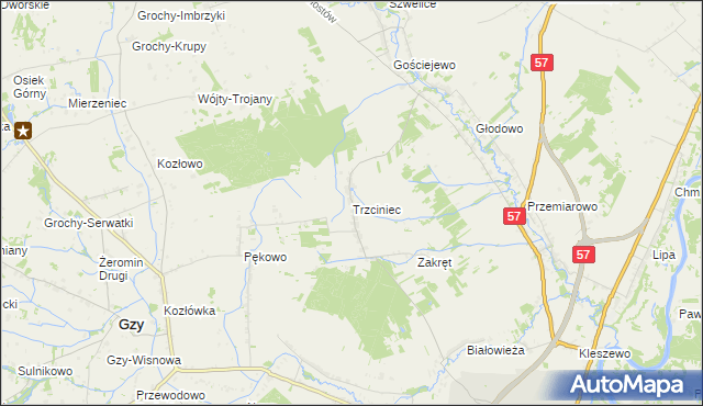 mapa Trzciniec gmina Pułtusk, Trzciniec gmina Pułtusk na mapie Targeo