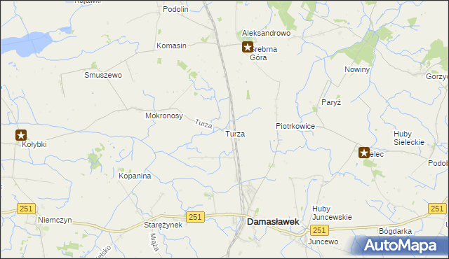 mapa Turza gmina Damasławek, Turza gmina Damasławek na mapie Targeo
