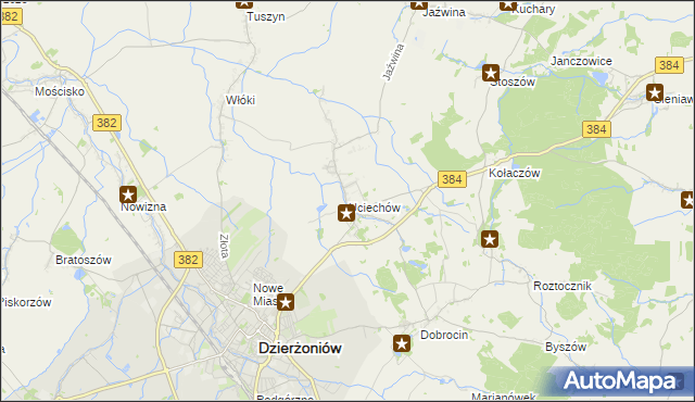 mapa Uciechów gmina Dzierżoniów, Uciechów gmina Dzierżoniów na mapie Targeo