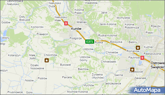 mapa Udziców, Udziców na mapie Targeo