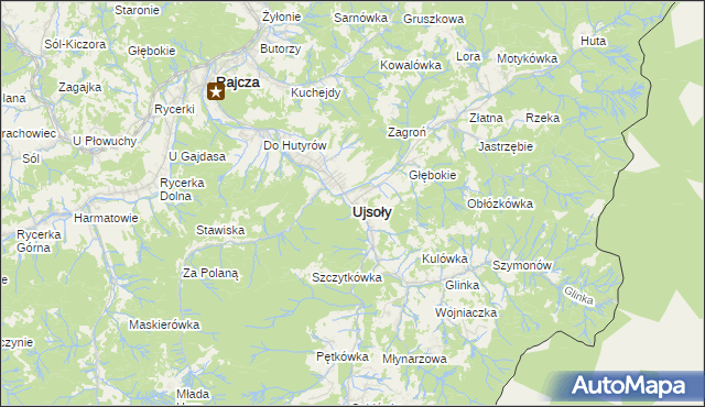 mapa Ujsoły, Ujsoły na mapie Targeo