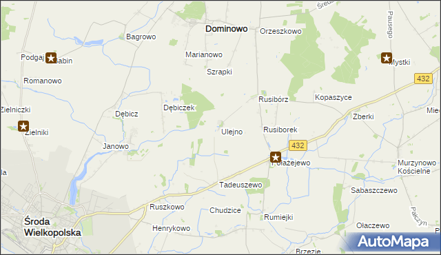 mapa Ulejno gmina Środa Wielkopolska, Ulejno gmina Środa Wielkopolska na mapie Targeo