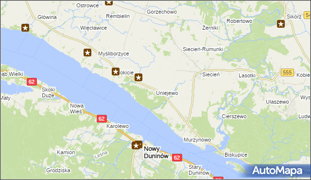 mapa Uniejewo, Uniejewo na mapie Targeo