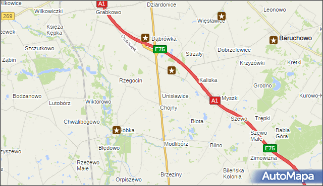 mapa Unisławice, Unisławice na mapie Targeo