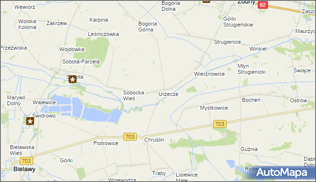 mapa Urzecze gmina Zduny, Urzecze gmina Zduny na mapie Targeo