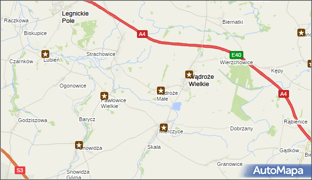 mapa Wądroże Małe, Wądroże Małe na mapie Targeo