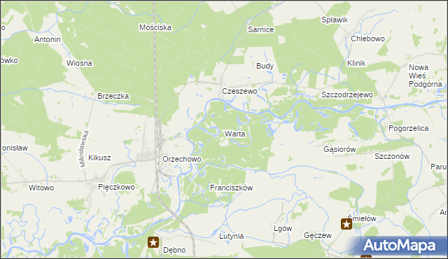 mapa Warta gmina Miłosław, Warta gmina Miłosław na mapie Targeo