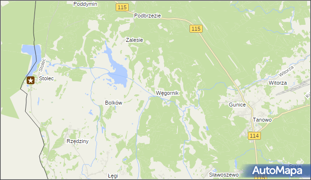 mapa Węgornik, Węgornik na mapie Targeo