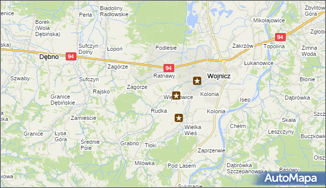 mapa Więckowice gmina Wojnicz, Więckowice gmina Wojnicz na mapie Targeo