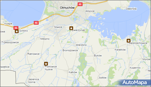 mapa Wierzbno gmina Otmuchów, Wierzbno gmina Otmuchów na mapie Targeo