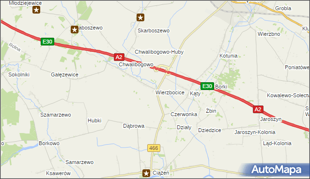 mapa Wierzbocice, Wierzbocice na mapie Targeo