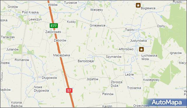 mapa Wierzchowina gmina Jasieniec, Wierzchowina gmina Jasieniec na mapie Targeo