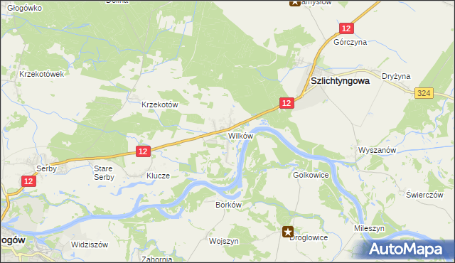 mapa Wilków gmina Głogów, Wilków gmina Głogów na mapie Targeo