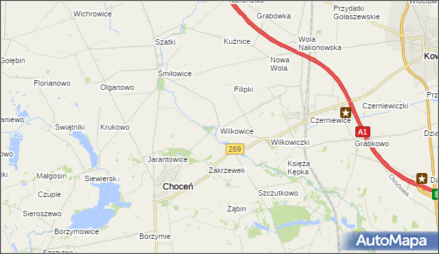 mapa Wilkowice gmina Choceń, Wilkowice gmina Choceń na mapie Targeo