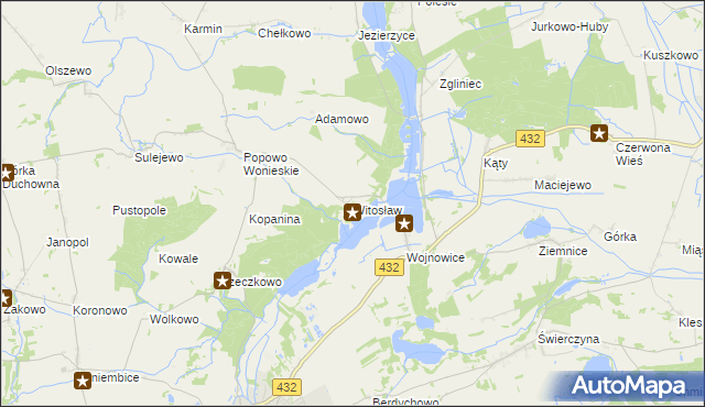 mapa Witosław gmina Osieczna, Witosław gmina Osieczna na mapie Targeo