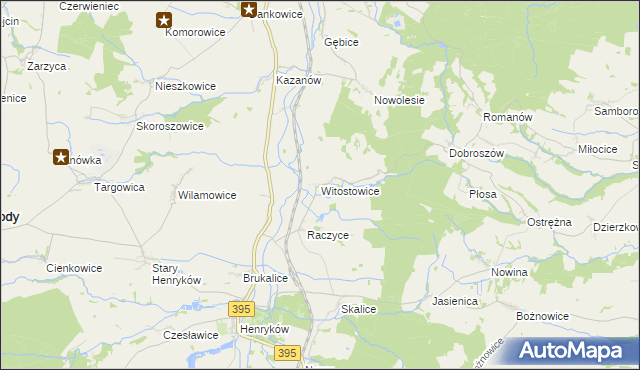 mapa Witostowice, Witostowice na mapie Targeo