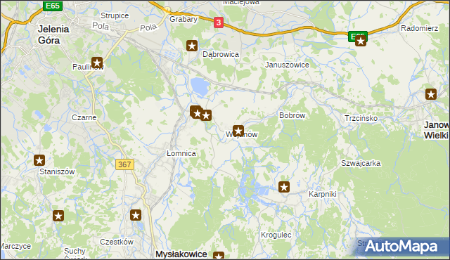 mapa Wojanów, Wojanów na mapie Targeo