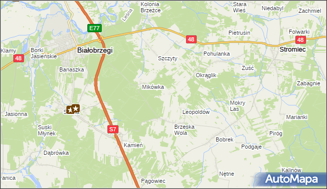 mapa Wojciechówka gmina Białobrzegi, Wojciechówka gmina Białobrzegi na mapie Targeo