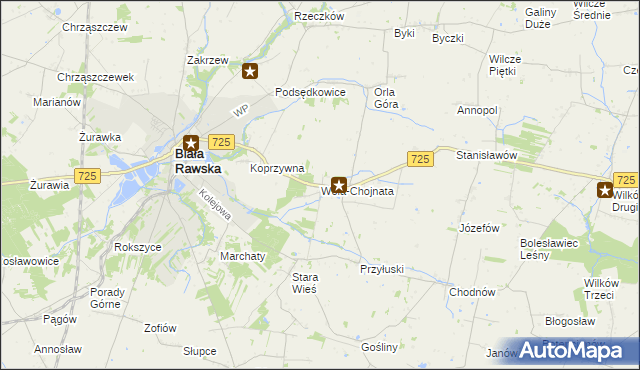 mapa Wola-Chojnata, Wola-Chojnata na mapie Targeo