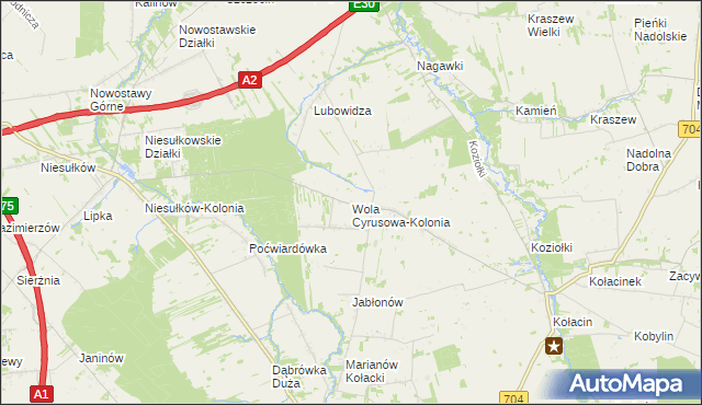 mapa Wola Cyrusowa-Kolonia, Wola Cyrusowa-Kolonia na mapie Targeo