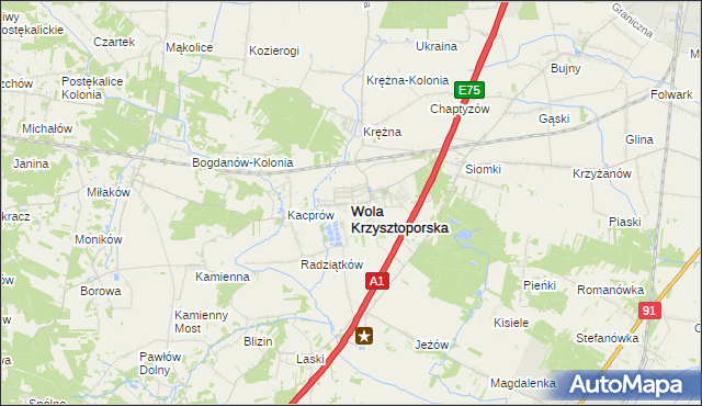 mapa Wola Krzysztoporska, Wola Krzysztoporska na mapie Targeo