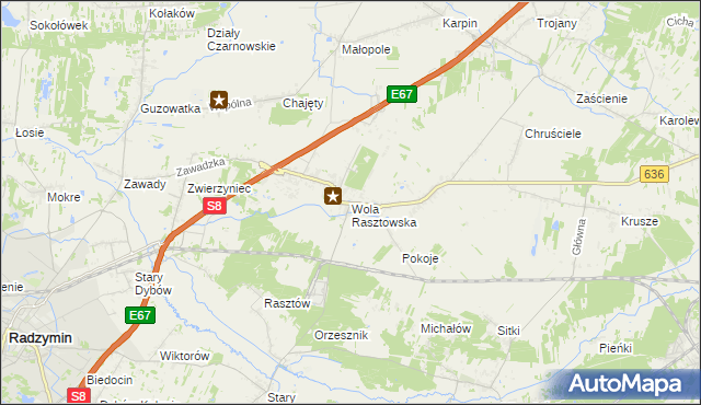 mapa Wola Rasztowska, Wola Rasztowska na mapie Targeo