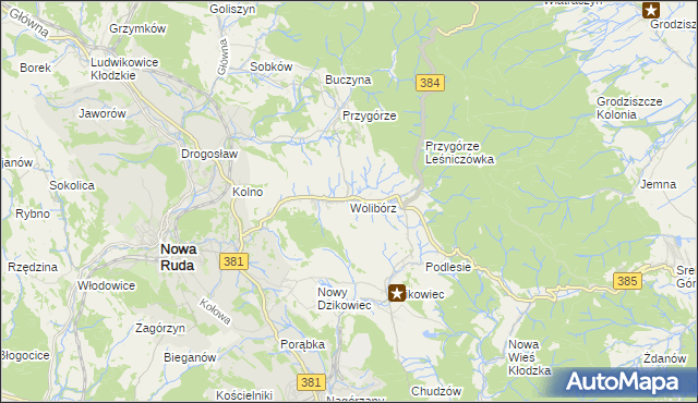 mapa Wolibórz, Wolibórz na mapie Targeo