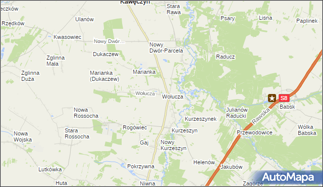 mapa Wołucza, Wołucza na mapie Targeo