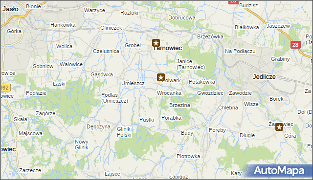 mapa Wrocanka gmina Tarnowiec, Wrocanka gmina Tarnowiec na mapie Targeo