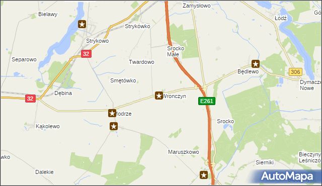 mapa Wronczyn gmina Stęszew, Wronczyn gmina Stęszew na mapie Targeo