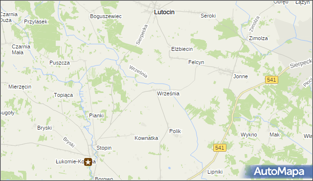 mapa Września gmina Rościszewo, Września gmina Rościszewo na mapie Targeo