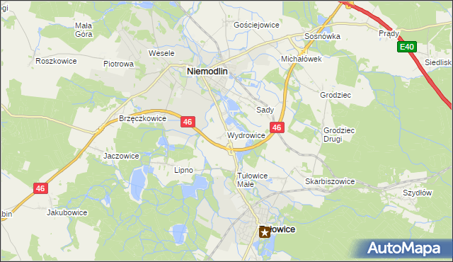 mapa Wydrowice gmina Niemodlin, Wydrowice gmina Niemodlin na mapie Targeo