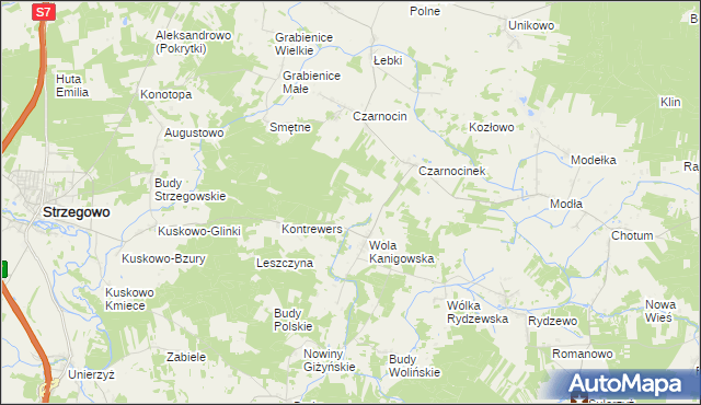 mapa Wygoda gmina Strzegowo, Wygoda gmina Strzegowo na mapie Targeo
