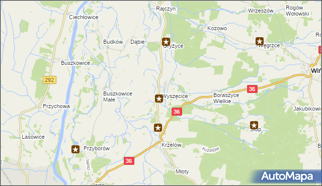 mapa Wyszęcice, Wyszęcice na mapie Targeo