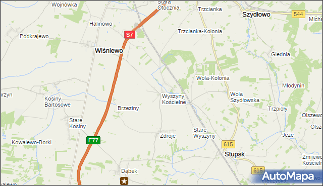 mapa Wyszyny Kościelne, Wyszyny Kościelne na mapie Targeo