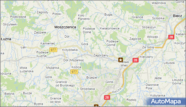 mapa Zagórzany gmina Gorlice, Zagórzany gmina Gorlice na mapie Targeo