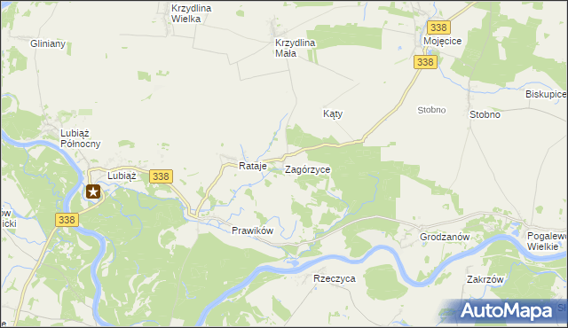 mapa Zagórzyce gmina Wołów, Zagórzyce gmina Wołów na mapie Targeo