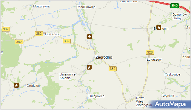 mapa Zagrodno powiat złotoryjski, Zagrodno powiat złotoryjski na mapie Targeo