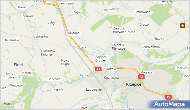 mapa Zajączki Drugie, Zajączki Drugie na mapie Targeo